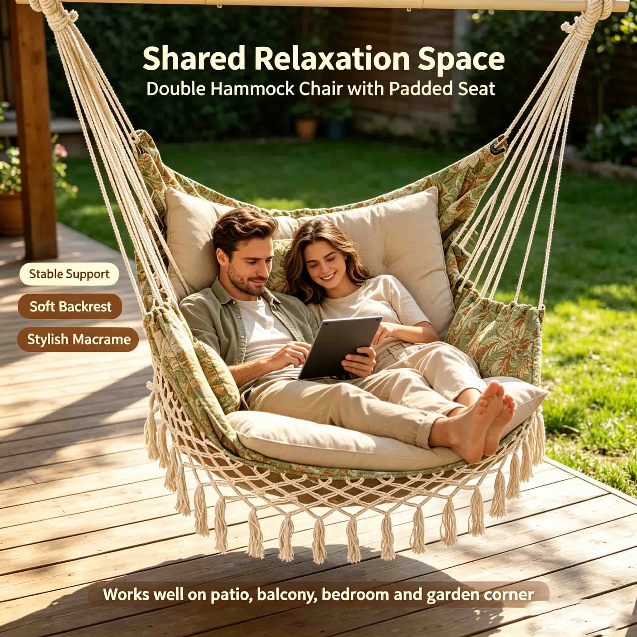 Outdoor Furniture No Cushions - Boho Floral Hammock Swing Chair with