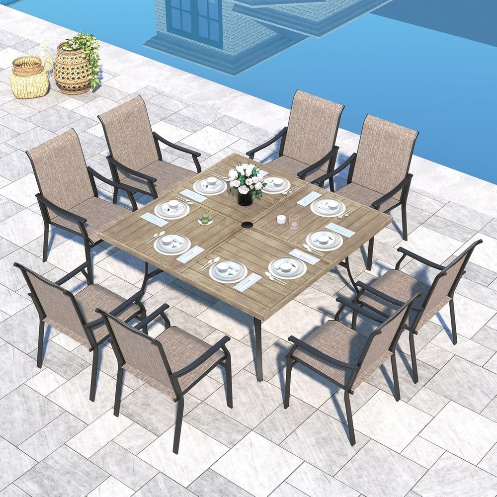 Patio Dining Set 9 Pieces, 8 Q - Outdoor Furniture Quick Dry review and price