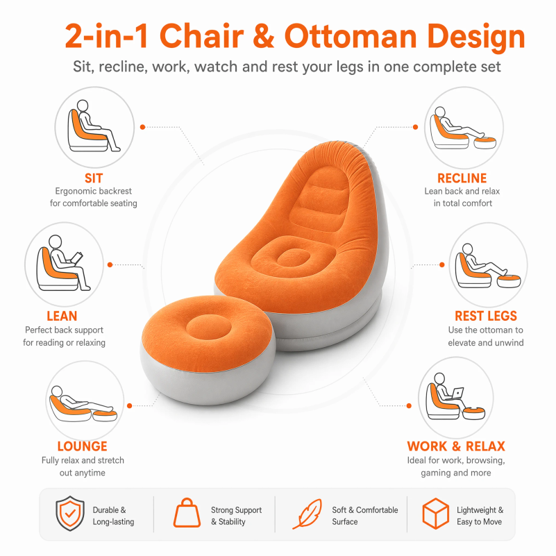Flocking Inflatable Lazy Sofa  - Outdoor Furniture Designer review and price