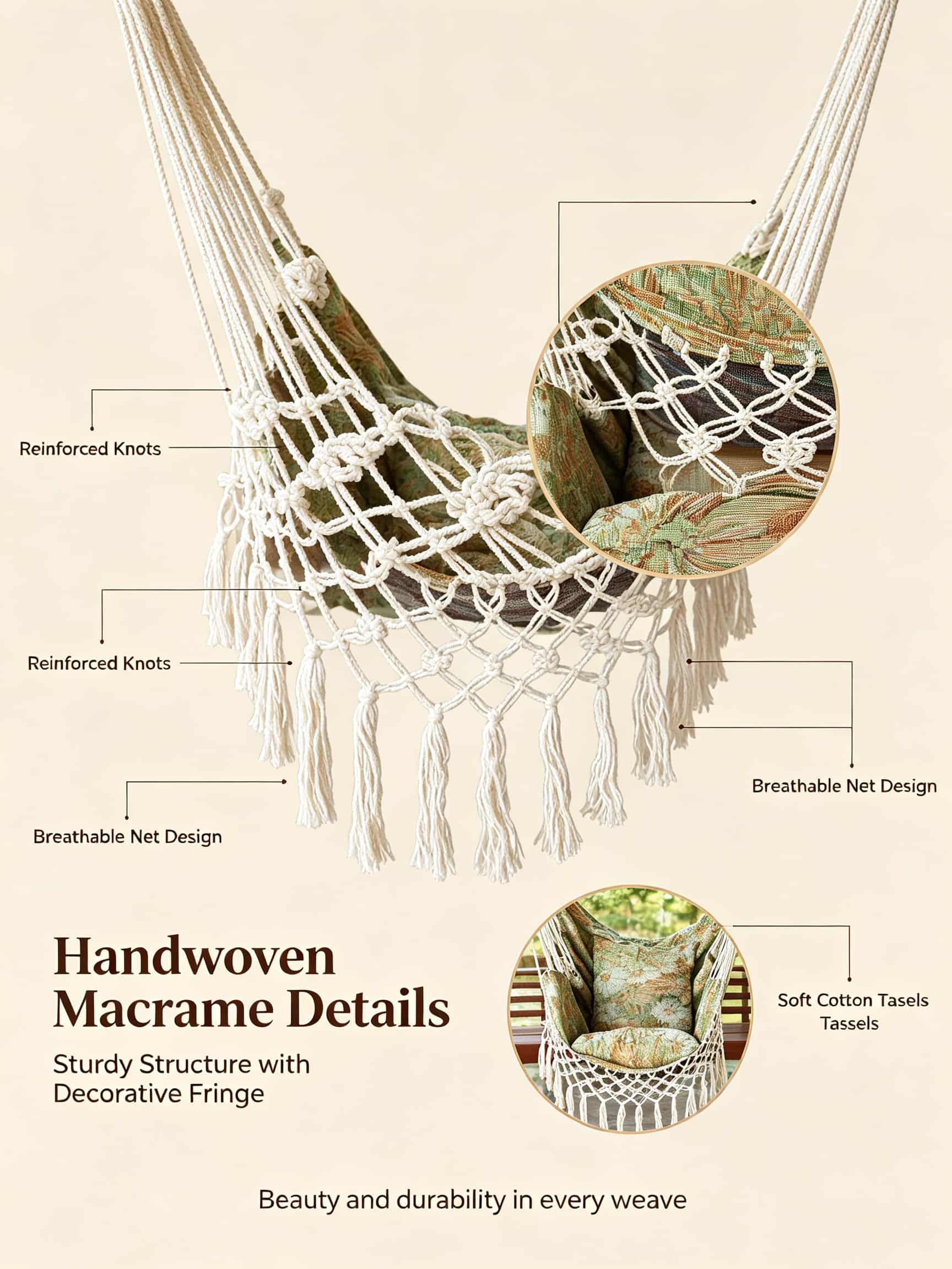 Boho Floral Hammock Swing Chai - Outdoor Furniture No Cushions review and price